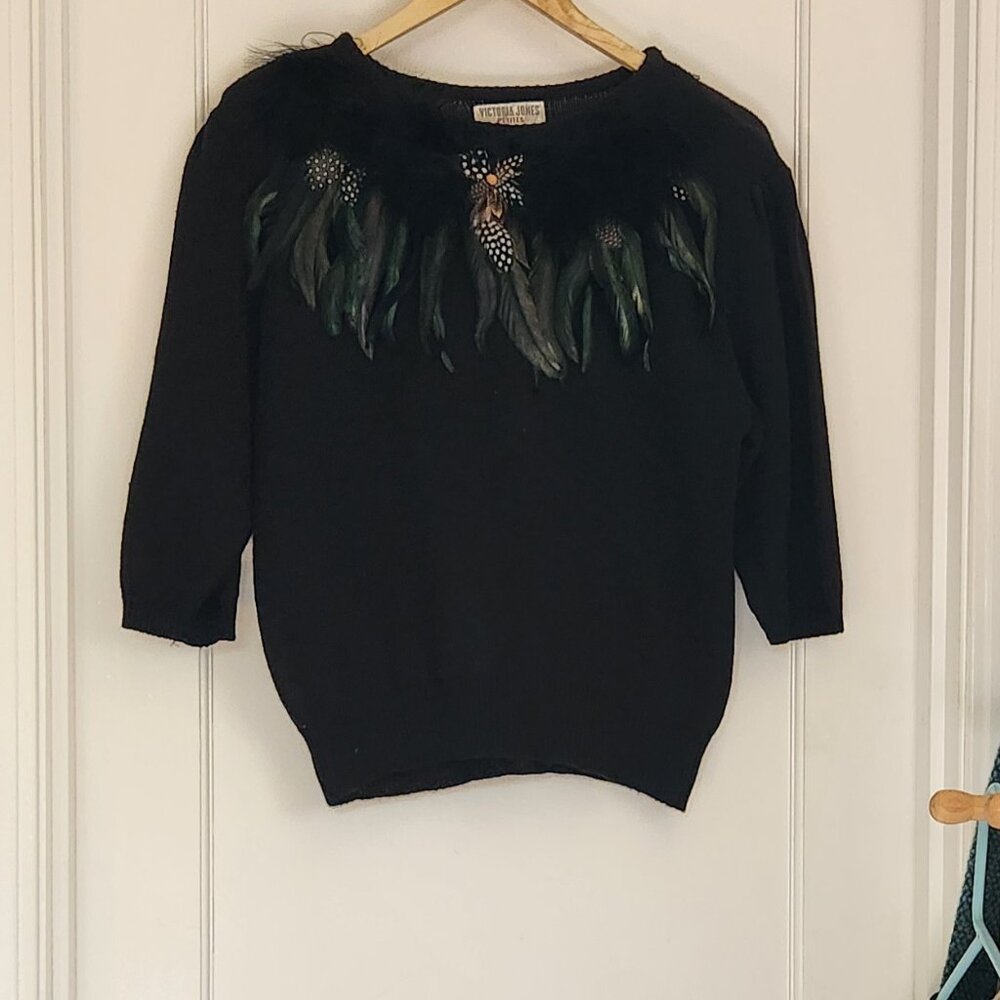 Victoria Jones feathered vintage pullover